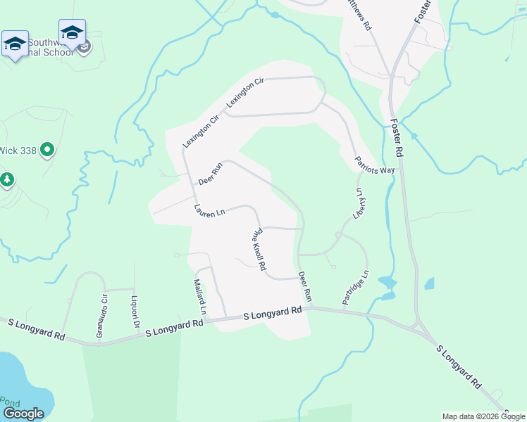 map of restaurants, bars, coffee shops, grocery stores, and more near 4 Lauren Lane in Southwick