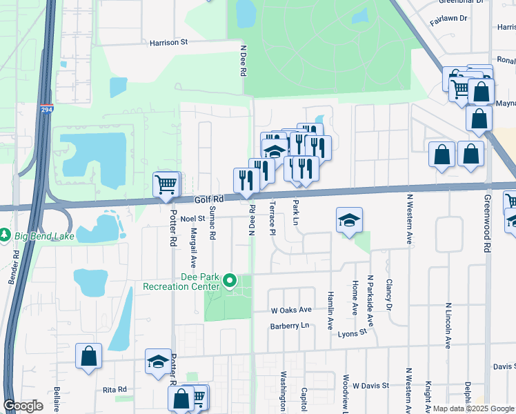 map of restaurants, bars, coffee shops, grocery stores, and more near in Cook County