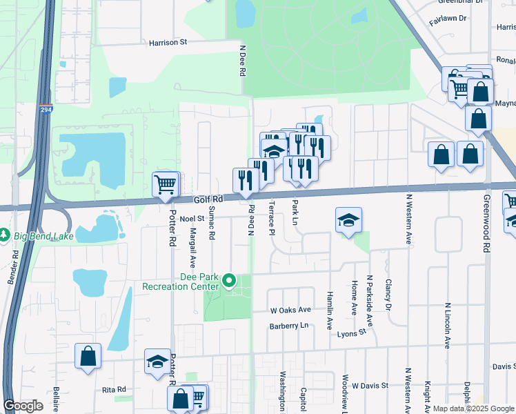map of restaurants, bars, coffee shops, grocery stores, and more near in Cook County