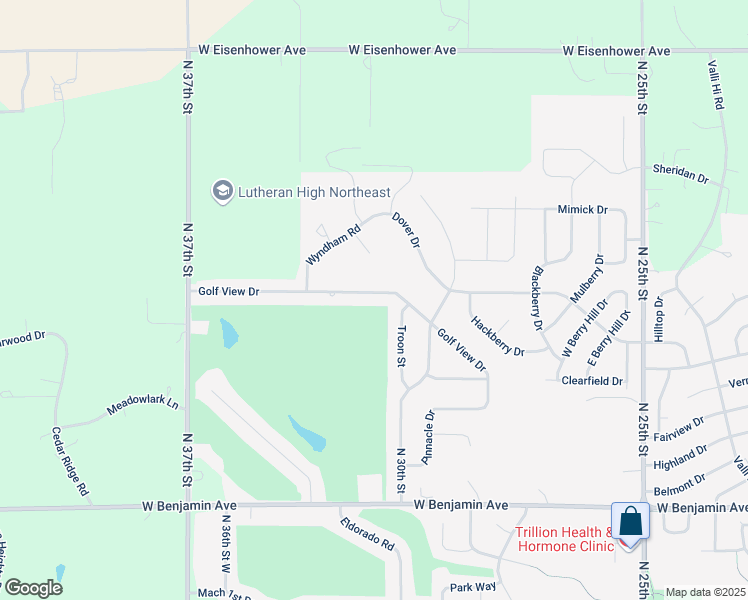map of restaurants, bars, coffee shops, grocery stores, and more near 3101-3371 Golf View Drive in Norfolk