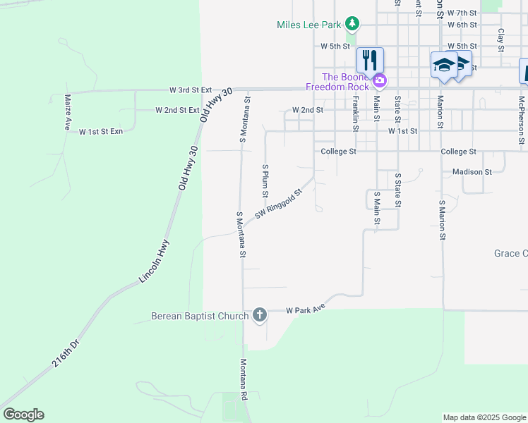 map of restaurants, bars, coffee shops, grocery stores, and more near 304 Southwest Ringgold Street in Boone