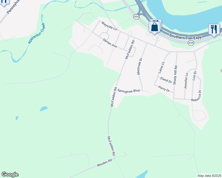 map of restaurants, bars, coffee shops, grocery stores, and more near 392 Mcfadden Rd in Apalachin