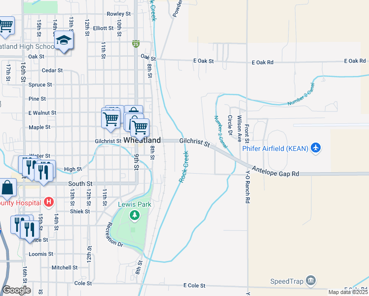map of restaurants, bars, coffee shops, grocery stores, and more near 701 Gilchrist Street in Wheatland