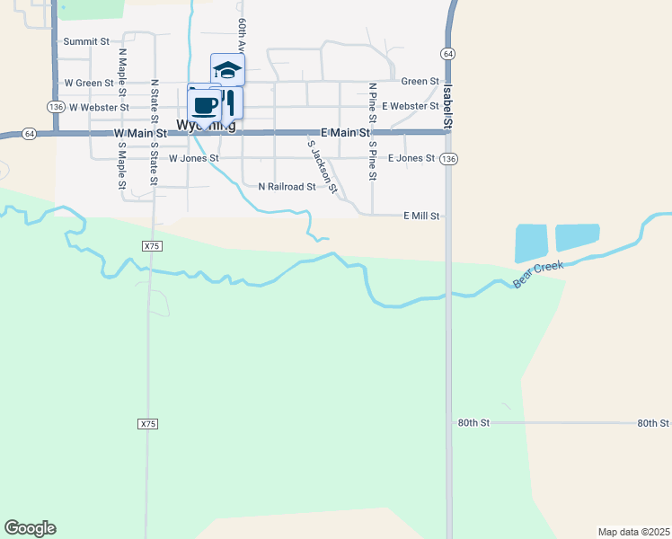 map of restaurants, bars, coffee shops, grocery stores, and more near in Wyoming