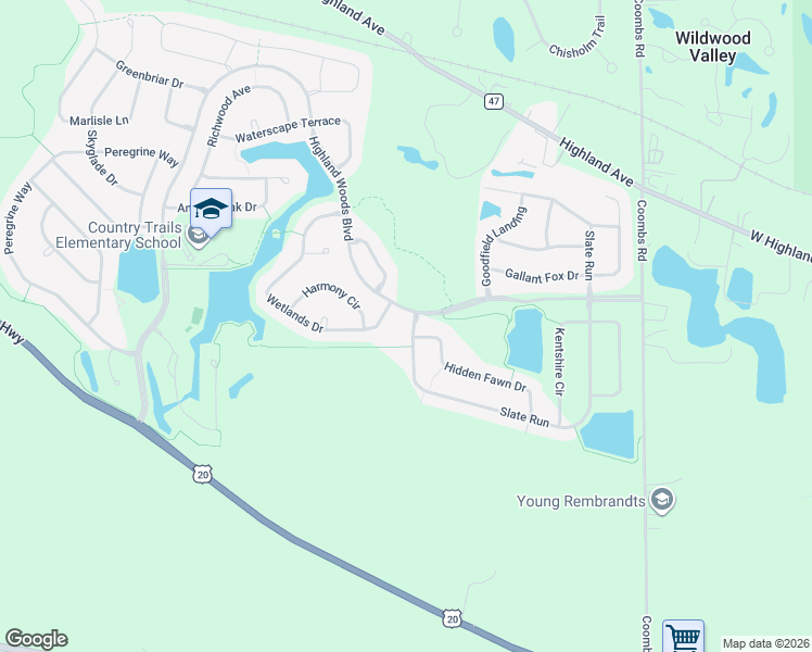 map of restaurants, bars, coffee shops, grocery stores, and more near 635 Slate Run in Elgin