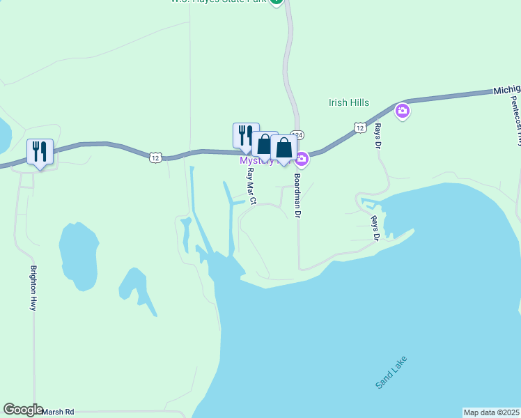 map of restaurants, bars, coffee shops, grocery stores, and more near 7751 Clairmont Road in Onsted