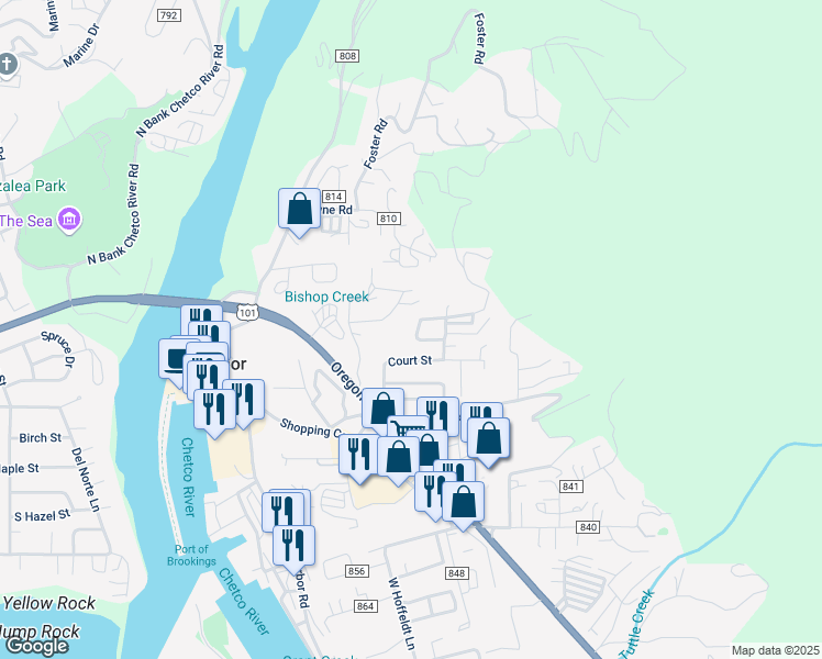 map of restaurants, bars, coffee shops, grocery stores, and more near in Brookings
