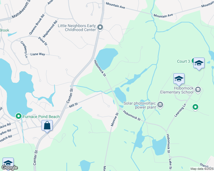 map of restaurants, bars, coffee shops, grocery stores, and more near 57 Hobomock Street in Pembroke