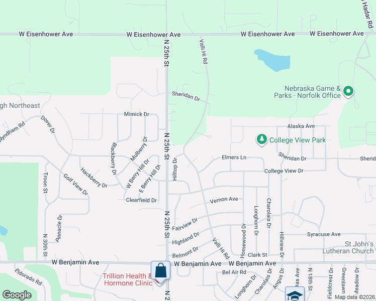 map of restaurants, bars, coffee shops, grocery stores, and more near 1708-1710 Valli Hi Road in Norfolk