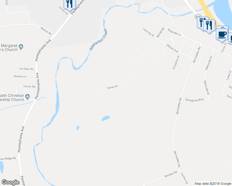 map of restaurants, bars, coffee shops, grocery stores, and more near 583 Mcfall Road in Apalachin