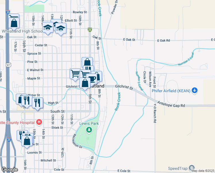map of restaurants, bars, coffee shops, grocery stores, and more near 701 Gilchrist Street in Wheatland
