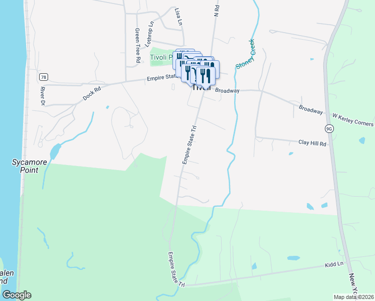 map of restaurants, bars, coffee shops, grocery stores, and more near Montgomery Street in Tivoli