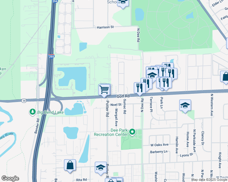 map of restaurants, bars, coffee shops, grocery stores, and more near in Cook County