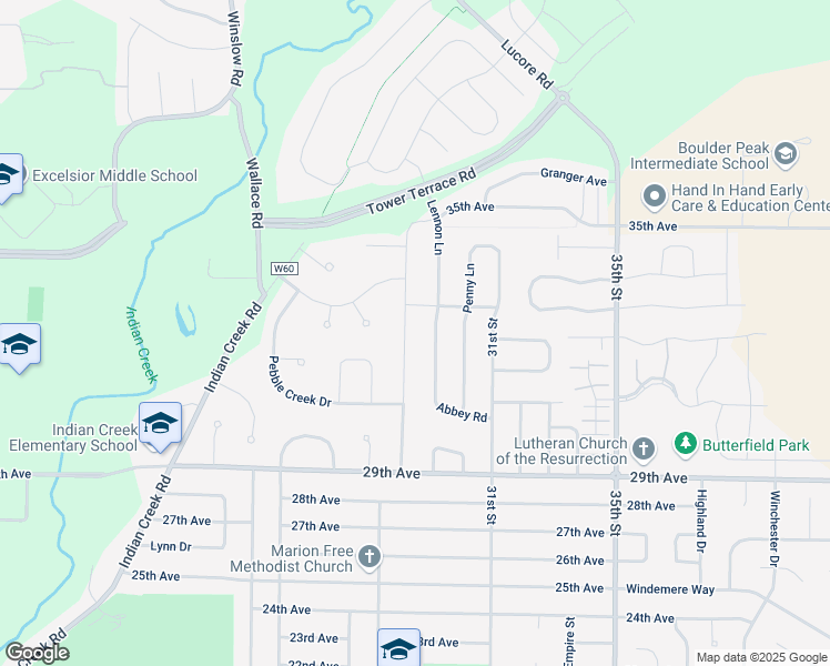 map of restaurants, bars, coffee shops, grocery stores, and more near 3305 Edgebrooke Drive in Marion