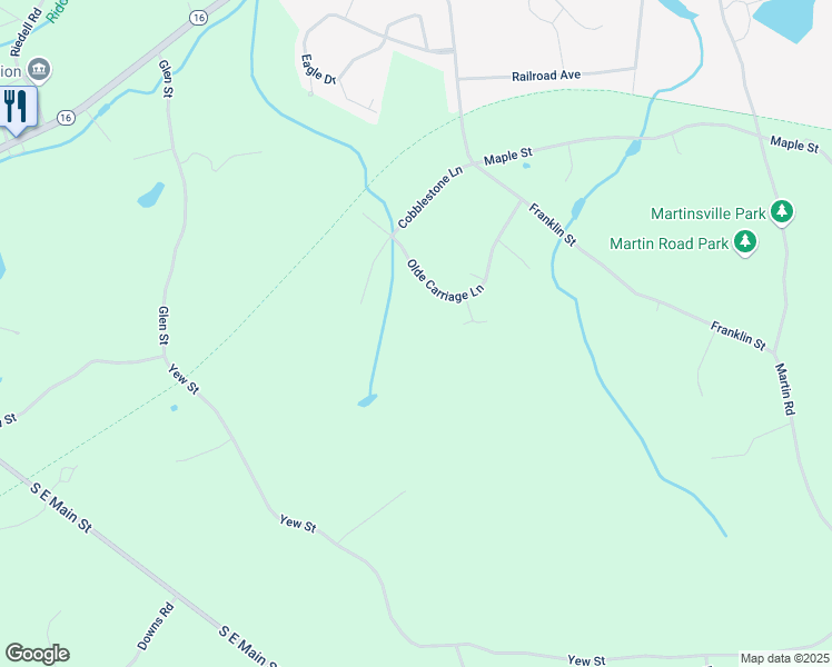 map of restaurants, bars, coffee shops, grocery stores, and more near 32 Olde Carriage Lane in Douglas