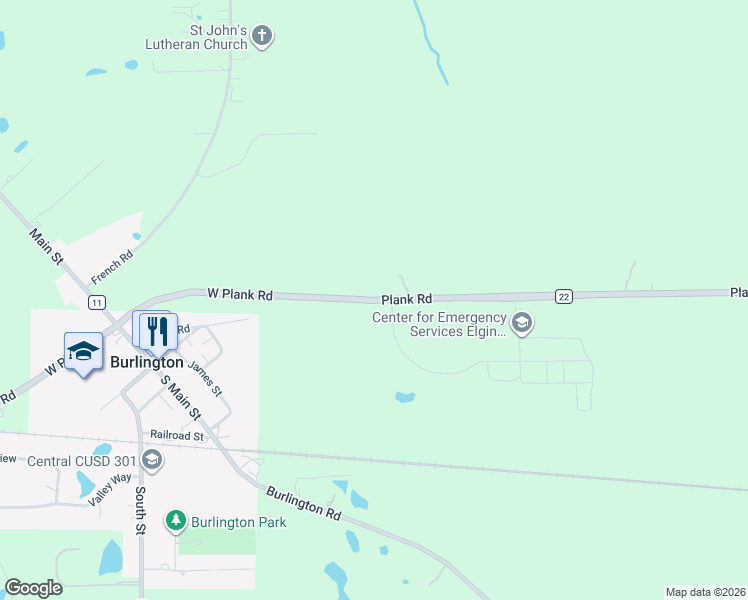 map of restaurants, bars, coffee shops, grocery stores, and more near West Plank Road in Hampshire