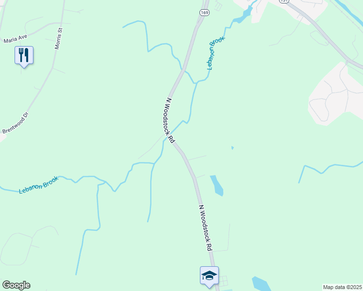 map of restaurants, bars, coffee shops, grocery stores, and more near 400 North Woodstock Road in Southbridge