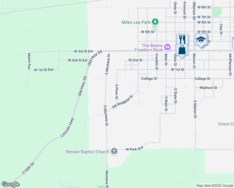 map of restaurants, bars, coffee shops, grocery stores, and more near 220 South Plum Street in Boone