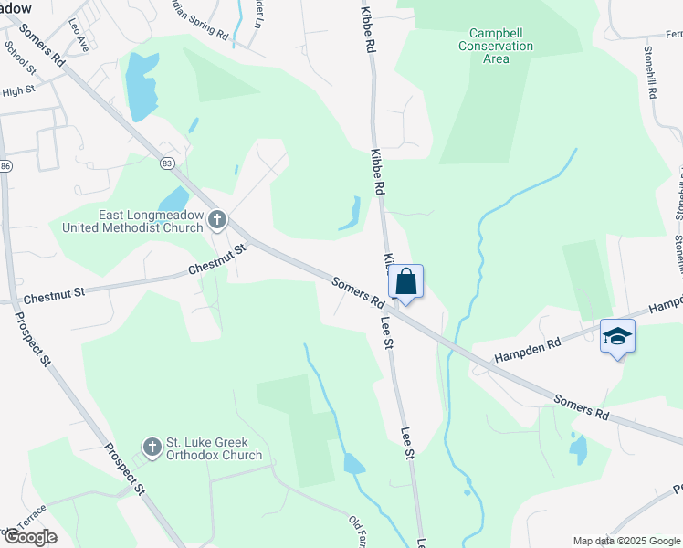 map of restaurants, bars, coffee shops, grocery stores, and more near 288 Somers Road in East Longmeadow