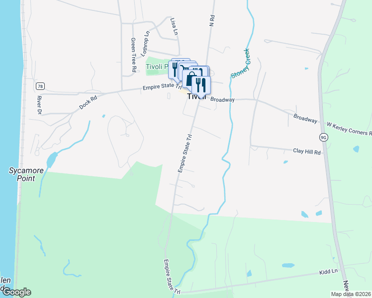 map of restaurants, bars, coffee shops, grocery stores, and more near Montgomery Street in Tivoli