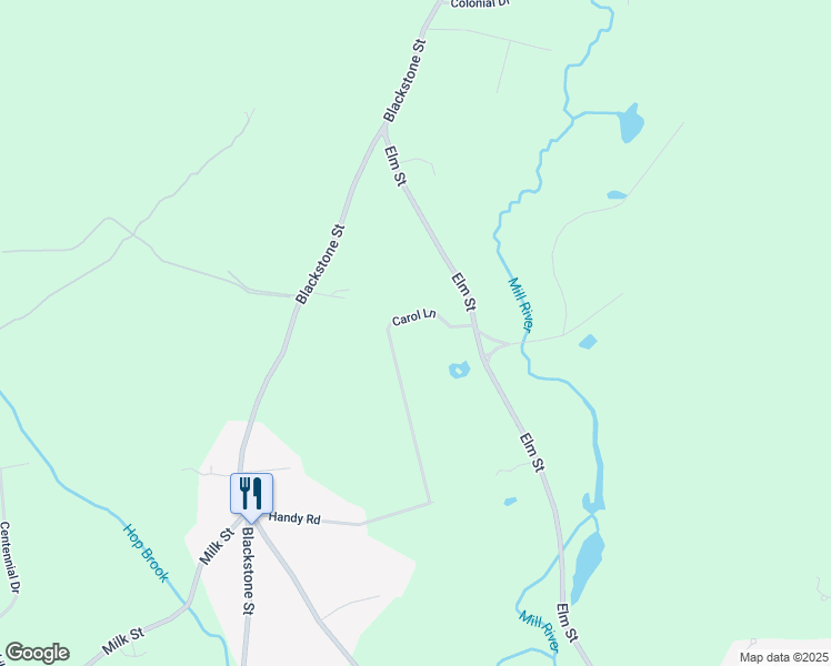 map of restaurants, bars, coffee shops, grocery stores, and more near 23 Carol Lane in Blackstone