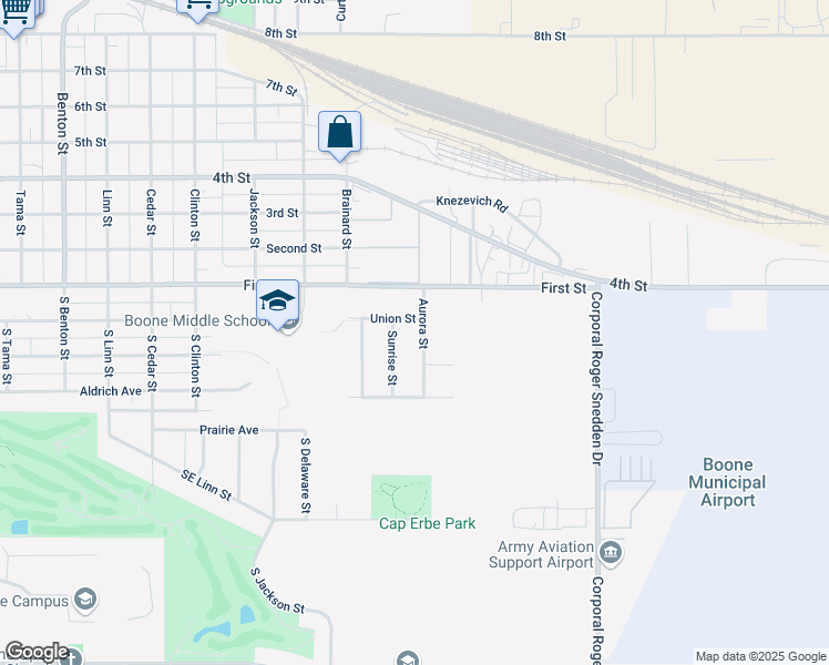 map of restaurants, bars, coffee shops, grocery stores, and more near 204 Aurora Street in Boone