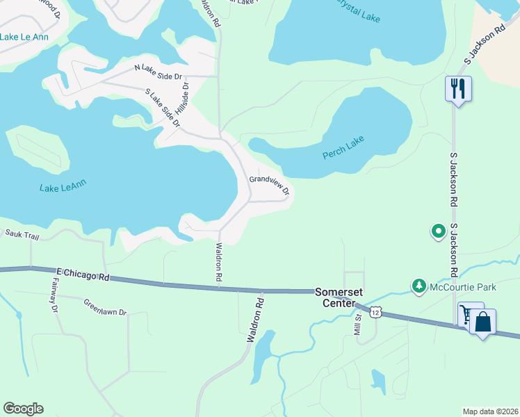 map of restaurants, bars, coffee shops, grocery stores, and more near 12141 Grandview Drive in Jerome