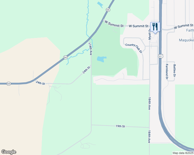 map of restaurants, bars, coffee shops, grocery stores, and more near 1806 Swagosa Drive in Maquoketa