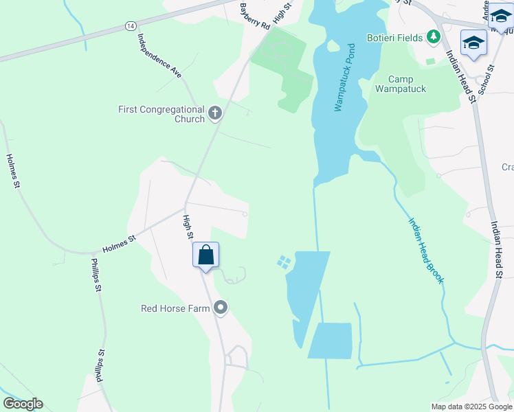 map of restaurants, bars, coffee shops, grocery stores, and more near 97 Bonney Hill Lane in Hanson