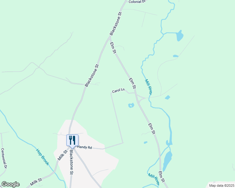 map of restaurants, bars, coffee shops, grocery stores, and more near 23 Carol Lane in Blackstone