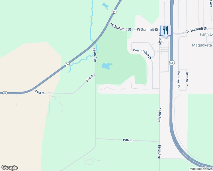 map of restaurants, bars, coffee shops, grocery stores, and more near 1806 Swagosa Drive in Maquoketa