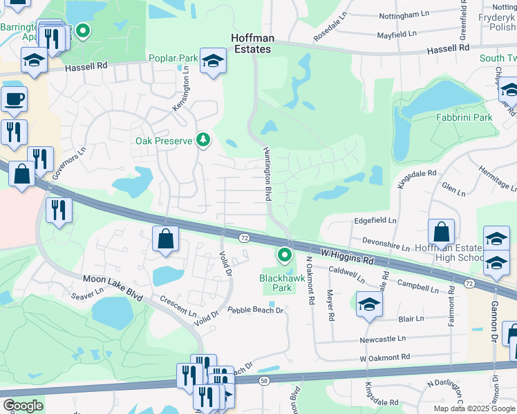 map of restaurants, bars, coffee shops, grocery stores, and more near 1700 Bristol Walk in Hoffman Estates