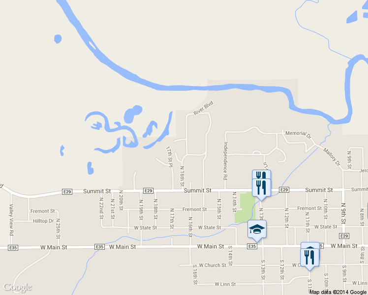 map of restaurants, bars, coffee shops, grocery stores, and more near 506 N 16th St in Marshalltown