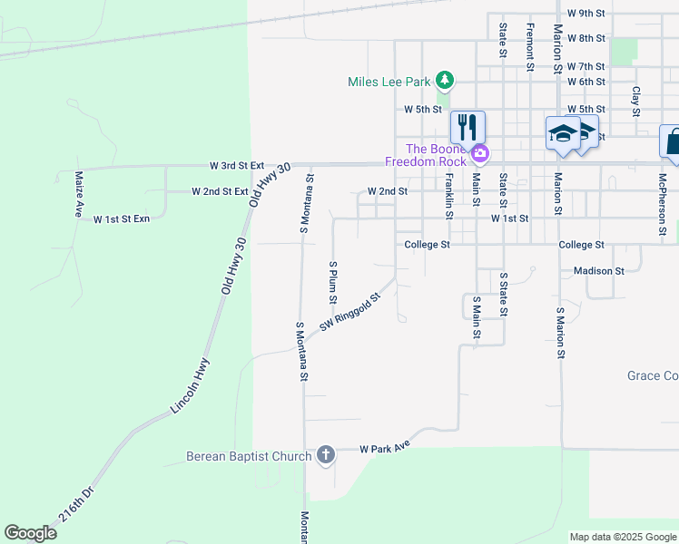 map of restaurants, bars, coffee shops, grocery stores, and more near 220 South Plum Street in Boone