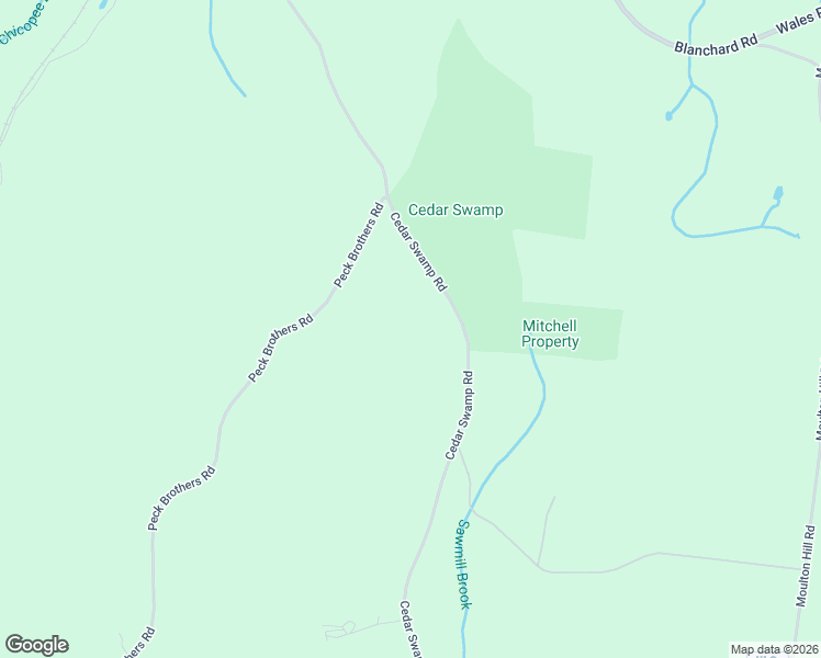 map of restaurants, bars, coffee shops, grocery stores, and more near 122-12 Cedar Swamp Road in Monson