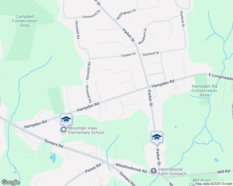 map of restaurants, bars, coffee shops, grocery stores, and more near 160 Hampden Road in East Longmeadow