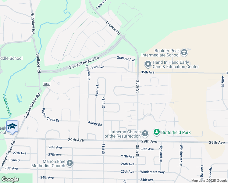 map of restaurants, bars, coffee shops, grocery stores, and more near 3340-3392 Prairie Bend Circle in Marion