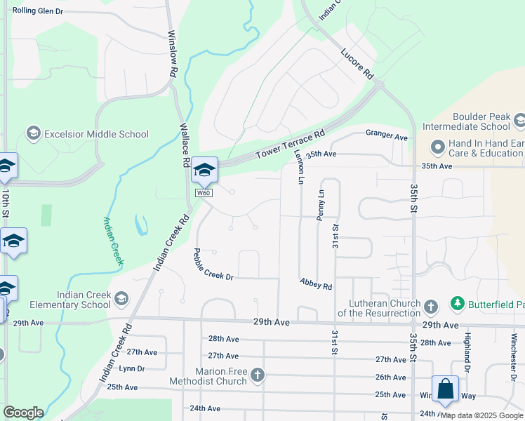 map of restaurants, bars, coffee shops, grocery stores, and more near 2462 Vaughn Drive in Marion