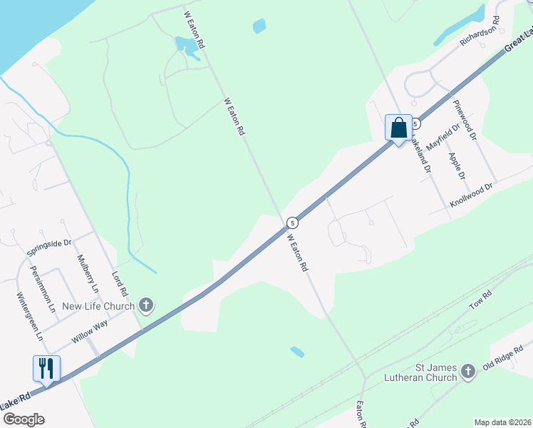 map of restaurants, bars, coffee shops, grocery stores, and more near 1570 Eaton Rd in Fairview