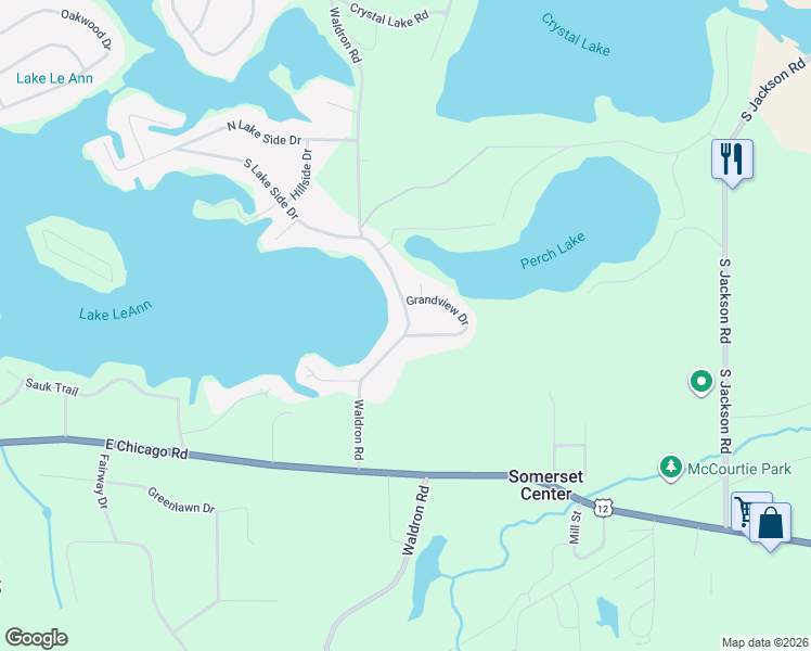 map of restaurants, bars, coffee shops, grocery stores, and more near 12141 Grandview Drive in Jerome