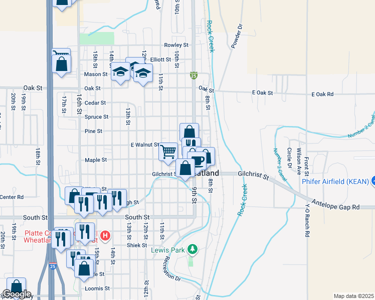 map of restaurants, bars, coffee shops, grocery stores, and more near 805 9th Street in Wheatland