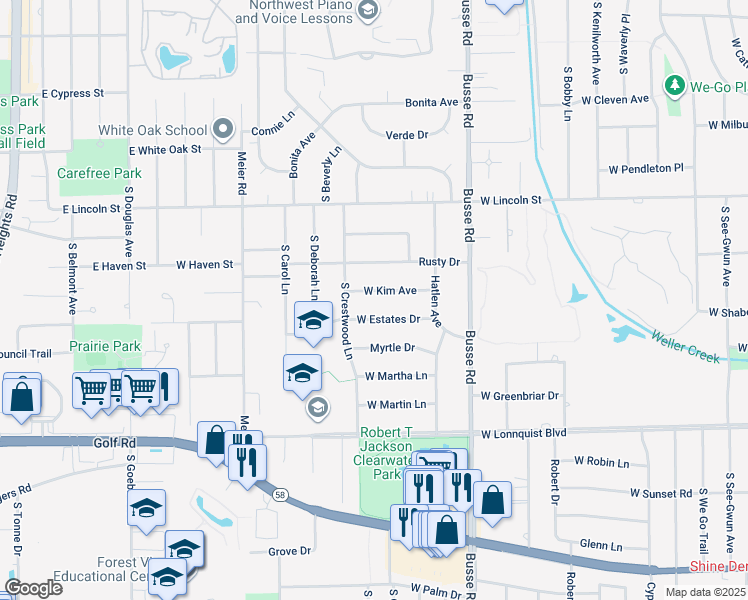 map of restaurants, bars, coffee shops, grocery stores, and more near 1718 West Estates Drive in Mount Prospect
