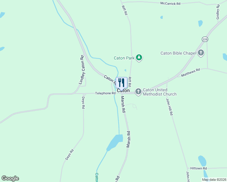 map of restaurants, bars, coffee shops, grocery stores, and more near 1105 Caton Bypass Road in Corning