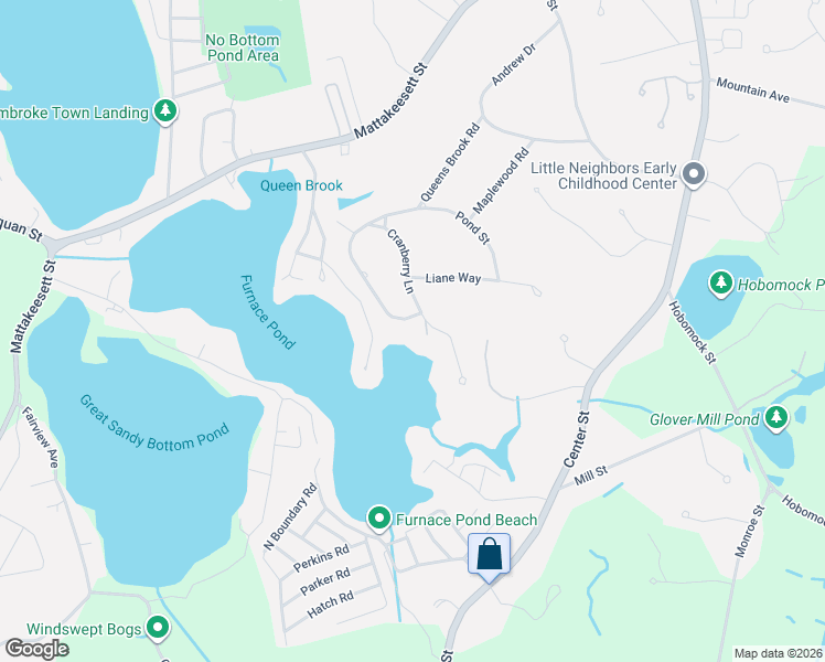 map of restaurants, bars, coffee shops, grocery stores, and more near 52 Cranberry Lane in Pembroke