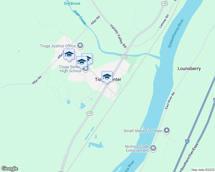 map of restaurants, bars, coffee shops, grocery stores, and more near in Tioga Center