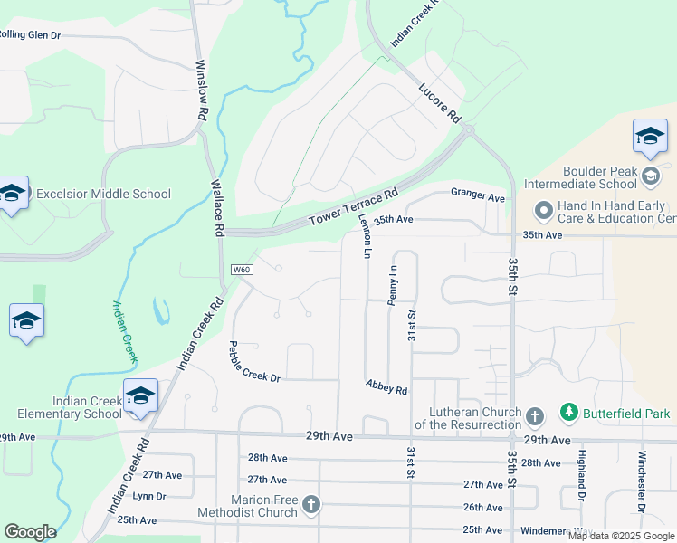map of restaurants, bars, coffee shops, grocery stores, and more near 3468 Lennon Lane in Marion