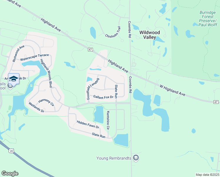 map of restaurants, bars, coffee shops, grocery stores, and more near 3512 English Prairie Road in Elgin