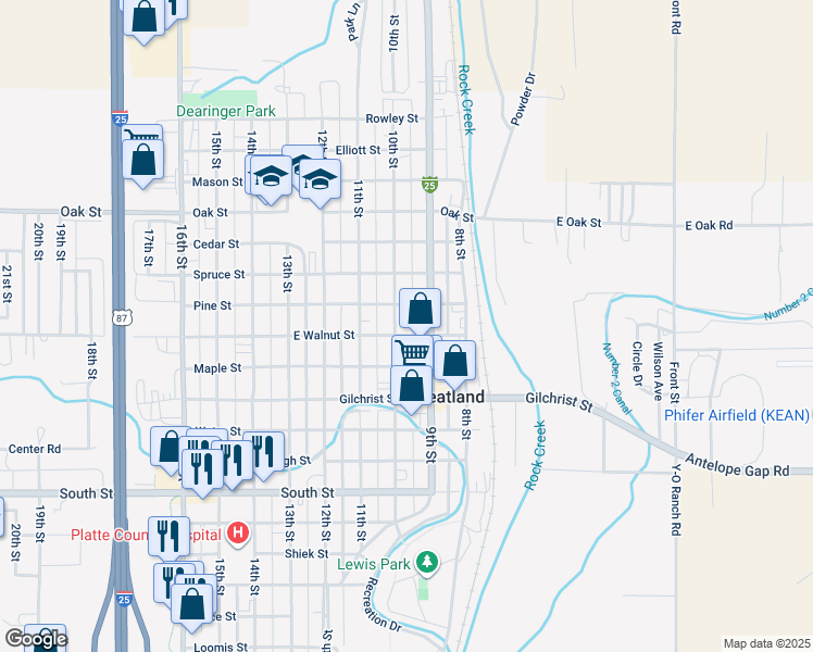 map of restaurants, bars, coffee shops, grocery stores, and more near 907 9th Street in Wheatland