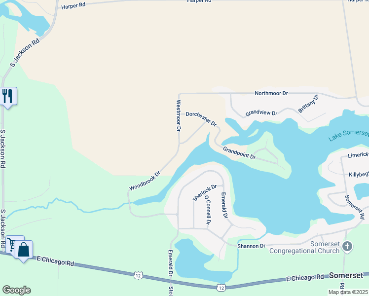 map of restaurants, bars, coffee shops, grocery stores, and more near 10891 Woodbrook Drive in Cement City