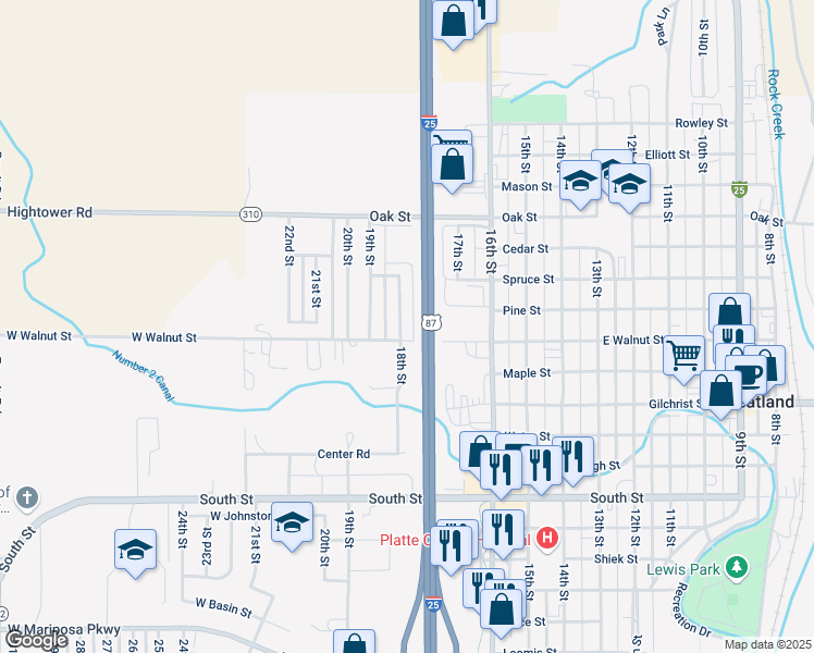 map of restaurants, bars, coffee shops, grocery stores, and more near 1003 18th Street in Wheatland